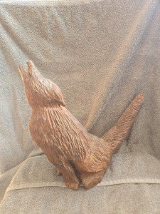 Intricate 13.5" Tall Carved Wolf Sculpture