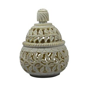 Soapstone Tea Holder Potpourri Box with Floral Design