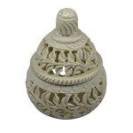 Soapstone Tea Holder Potpourri Box with Floral Design