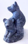Hand-Carved Soapstone Bear Cubs Playing Sculpture
