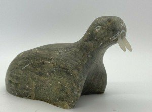 Signed Soapstone Walrus Seal Figurine by DIMU