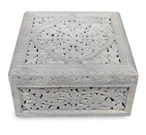 Floral Medallion Soapstone Jewelry Box