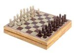 Handmade Soapstone Chess Set with Wooden Base