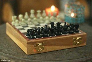 Handmade Soapstone Chess Set with Wooden Base