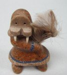 Yupik Inuit Soapstone Walrus Dancer Sculpture