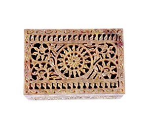 Soapstone Carved Rectangle Jewelry Box - 15x10cm