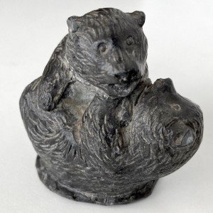 Wolf and Bear Cubs Soapstone Carving