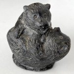 Wolf and Bear Cubs Soapstone Carving