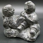 Handmade Soapstone Figurine of 2 Children