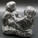 Handmade Soapstone Figurine of 2 Children