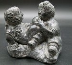 Handmade Soapstone Figurine of 2 Children