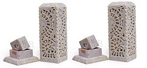 Flower Soapstone Incense Stand Holder Set (2)