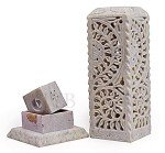 Flower Soapstone Incense Stand Holder Set (2)