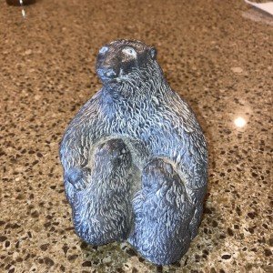 Hand Carved Soapstone Wolf and Bear Family