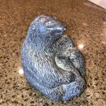 Hand Carved Soapstone Wolf and Bear Family