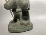 Signed Inuit Soapstone Seal Hunter Carving 5”