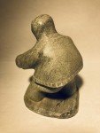 Signed Inuit Soapstone Seal Hunter Carving 5”