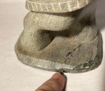Signed Inuit Soapstone Seal Hunter Carving 5”