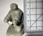 Signed Inuit Soapstone Seal Hunter Carving 5”