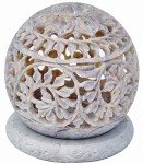 Hand-Carved Soapstone Tealight Holder - Sphere Design