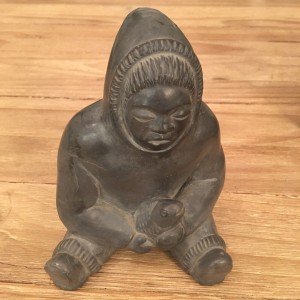 Inuit Soapstone Carving of Fisherman 6.5”