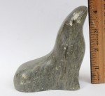 Inuit Soapstone Seal Figurine 4" - Signed DIMU