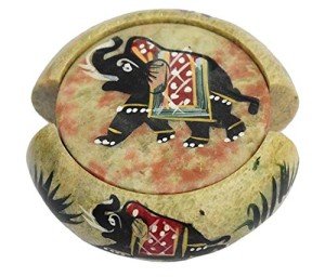 Handmade Soapstone Elephant Coaster Set