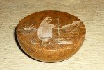 Inuit Ice Fishing Soapstone Box Etching