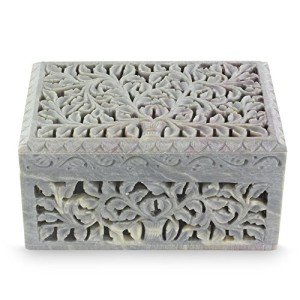 Honeysuckle Soapstone Jewelry Box by NOVICA