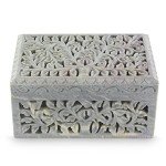 Honeysuckle Soapstone Jewelry Box by NOVICA