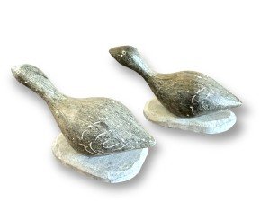 Inuit Hand Carved Soapstone Geese by DIMU