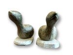 Inuit Hand Carved Soapstone Geese by DIMU