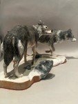 Hand-Carved Painted Wolf Sculpture - 16