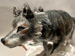 Hand-Carved Painted Wolf Sculpture - 16