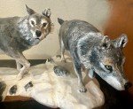 Hand-Carved Painted Wolf Sculpture - 16