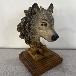 Decorative Hand-Carved Wolf Soapstone Sculpture