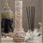 Hand-Carved Soapstone Incense Holder with Elephant Design
