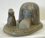 Inuit Soapstone Eskimo Carving with Igloo