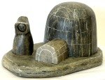 Inuit Soapstone Eskimo Carving with Igloo