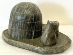 Inuit Soapstone Eskimo Carving with Igloo
