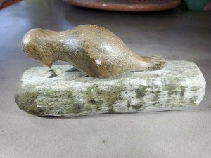 Inuit Soapstone Woodpecker Carving by DIMU