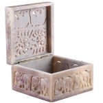 Soapstone Elephant Carving Decorative Storage Box
