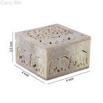 Soapstone Elephant Carving Decorative Storage Box