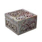 Soapstone Elephant Carving Decorative Storage Box