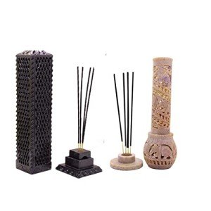 Hand Carved Soapstone Incense and Candle Holder