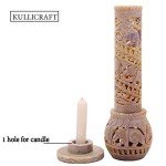 Hand Carved Soapstone Incense and Candle Holder