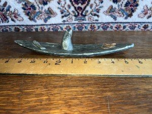 Signed Dimu Inuit Soapstone Salmon Carving