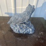 Signed Gray Wolf Soapstone Carving, Numbered 106