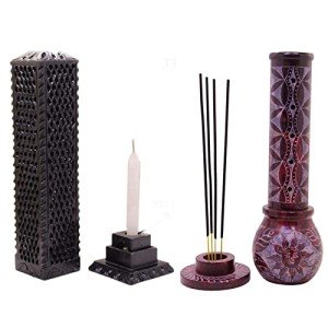 Red and Black Soapstone Incense Stick Holder