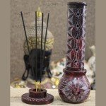 Red and Black Soapstone Incense Stick Holder